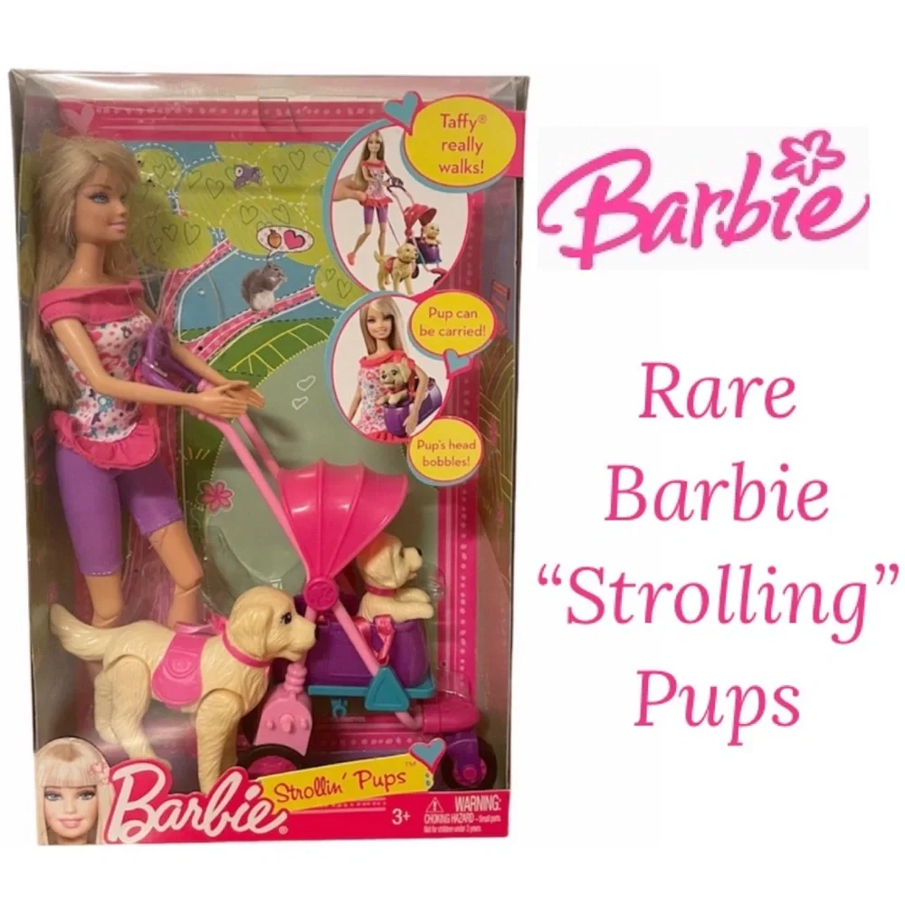 Vintage Barbie Strollin Pups Set Y2K Vintage Toys Collectible Rare Retro Pet Dog